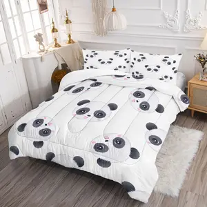 2/3Pcs Cute Panda Comforter Set, Adorable Watercolor-Style Bedding Set, Digital Printed Design, Perfect for Playful Bedrooms, Soft and Cozy for All Seasons, Pillowcase No Filler