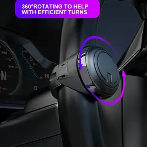 3R 360° Rotating Steering Wheel Spinner, Comfort Grip Universal Car Booster, Effortless Turning for Driving & Parking modern design quick turn new car model Universal Magnetic  mount holder easy installation design napa leather Antislip Ease Of Use