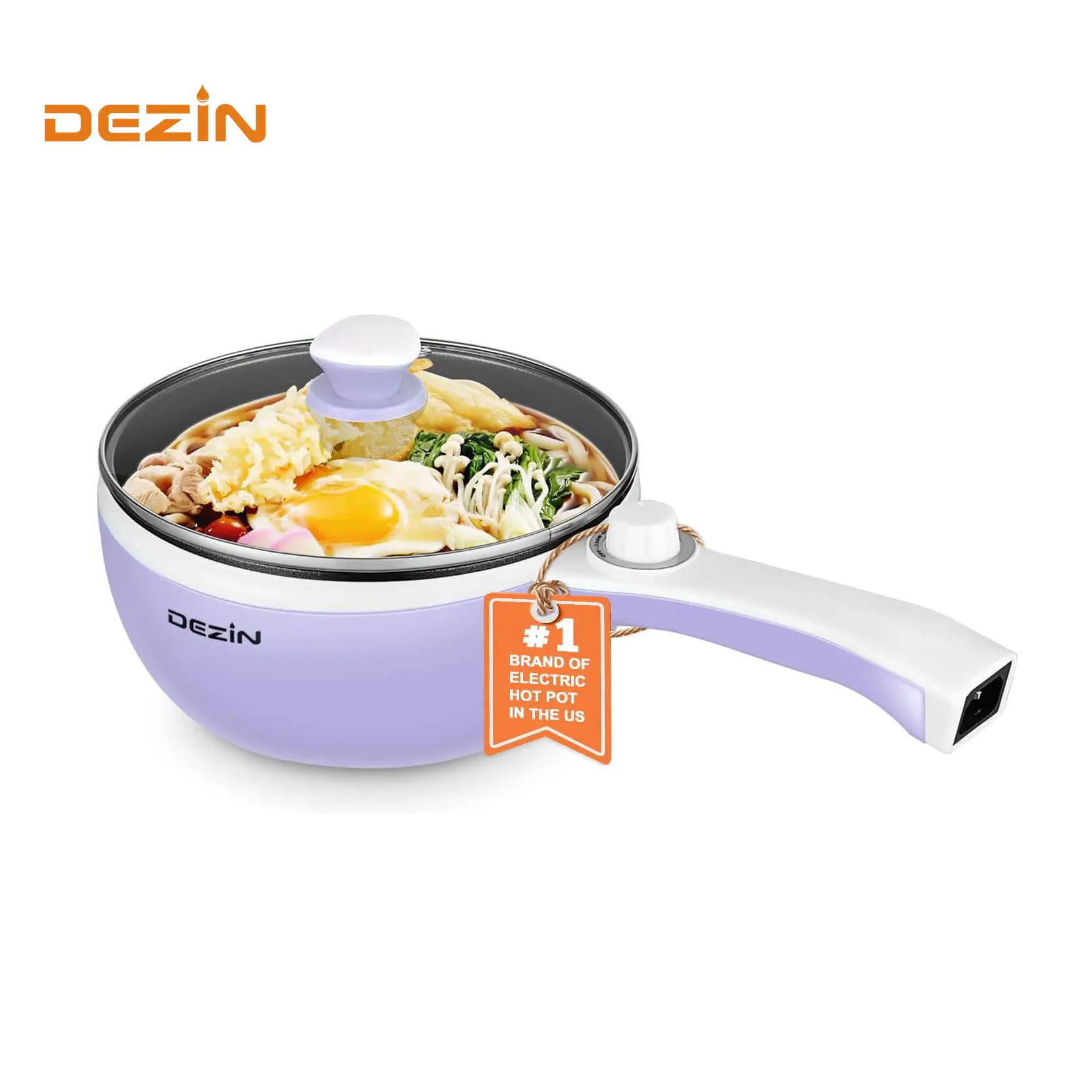DEZIN Hot Pot Electric,Non-Stick Sauté Pan, 1.5L Mini Electric Fondue Pot for Cheese, Stir Fry, Roast, Steam with Power Adjustment, Perfect for Ramen,