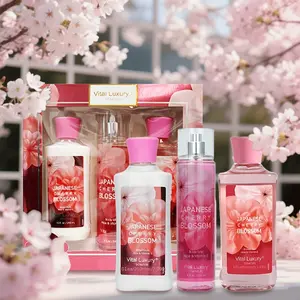 Vital Luxury Full Size Body Care Gift Set for Women 3 Pcs Shower Gel Body Lotion & Body Mist Japanese Cherry Blossom Scent Moisturizing Long Lasting Fragrance Ideal for Gifting