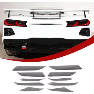 Car Tail Light Vinyl Overlay Tinted Trim for C8 Corvette Stingray Z51 Z06 2020-2024 Taillights Dark Smoke Wrap Vinyl Decals Exterior Accessories (Taillight Groove Film)