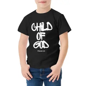 Boys' Bible Verse T-Shirt - Child of God Psalm 23:1 Print Kids Tee with Back Print Scripture, Short Sleeve Round Neck Casual Church Wear for Boys 3-13 Years, Easter Gift & Everyday Religious Apparel