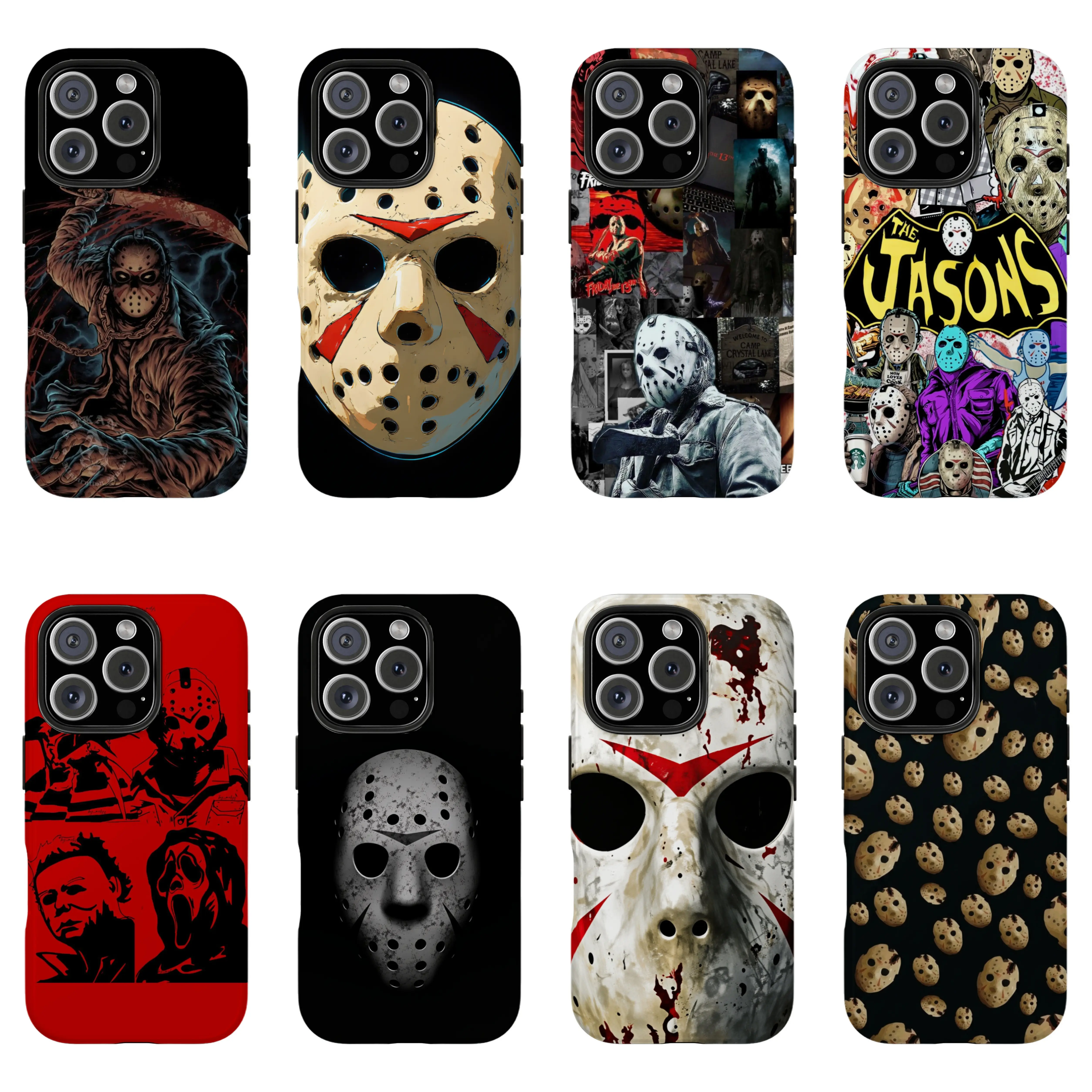 Jason Voorhees Friday The 13th Horror Phone Case, Soft TPU Shockproof Cover for iPhone 16/15/14/13/12 Pro Max, Classic Slasher Movie Fan Protective Case