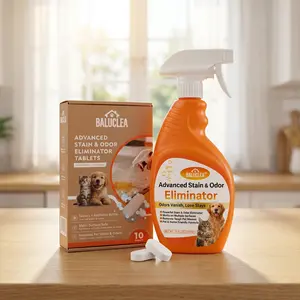 BALUCLEA Premium Bio-Enzyme Pet Stain Remover & Odor Deodorizer Tablets - Environmentally Friendly Concentrated Solution for Carpets, Litter Boxes - 24 Tablets/10 Tablets per Pack