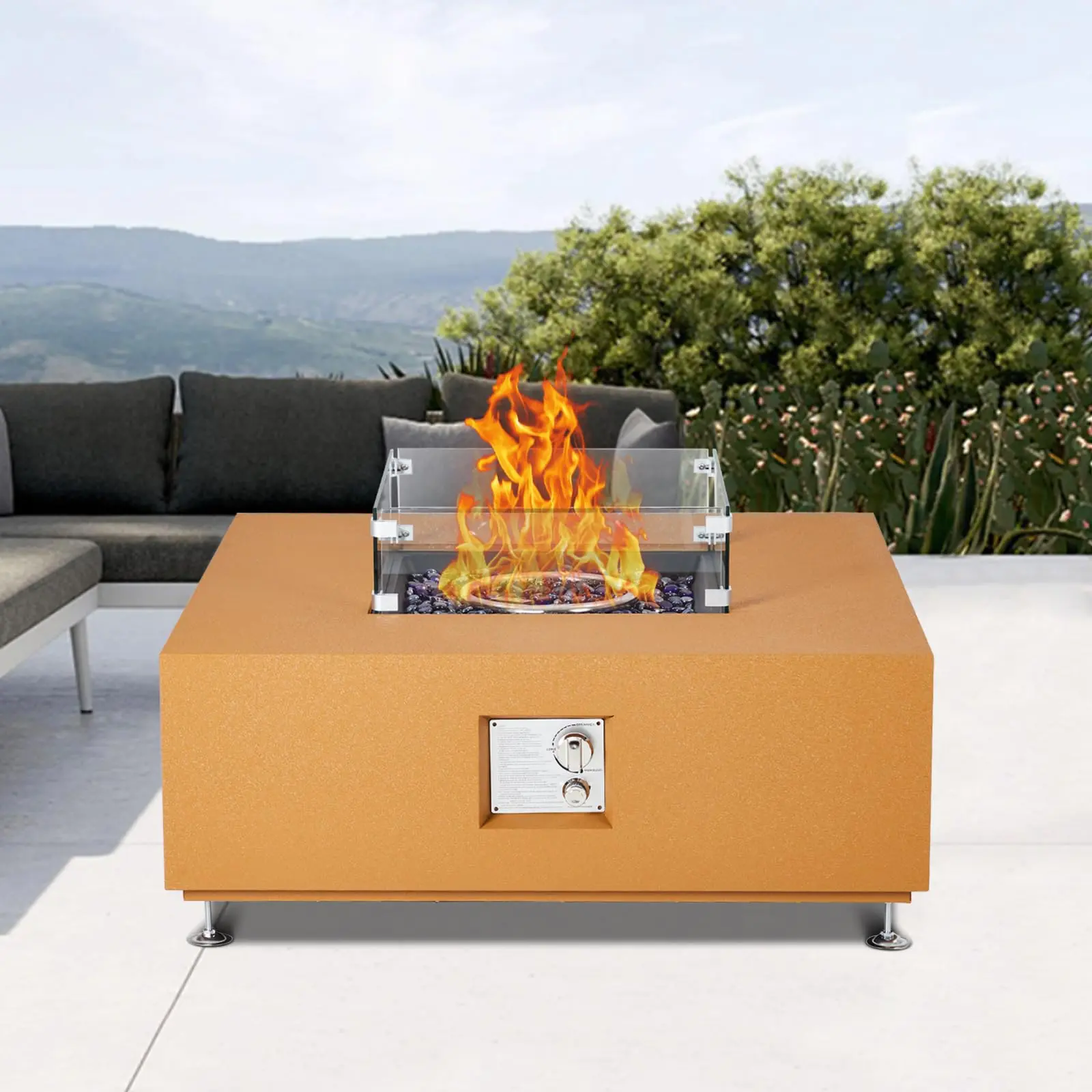 GARVEE 36" Propane Fire Pit Table with 50000BTU Output, Wind Guard, 11LB Glass Beads, Rain Cover, Sturdy Steel Anti-Corrosion Finish, and CSA Safety Certification for Outdoor Yard and Garden Use
