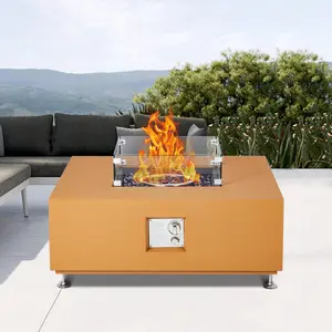 GARVEE 36" Propane Fire Pit Table with 50000BTU Output, Wind Guard, 11LB Glass Beads, Rain Cover, Sturdy Steel Anti-Corrosion Finish, and CSA Safety Certification for Outdoor Yard and Garden Use