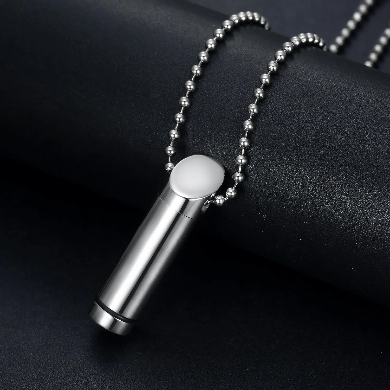 Modern Silvery Metal Necklace with Round Perfume Holder, Simple Hollow Design Ideal for Carrying Fragrance or Keepsakes, Pendant Necklace, Unisex, Geometric Round Pendant, Anniversary, Elegant, Stainless Steel, Everyday Use, Chain Jewelry Necklaces