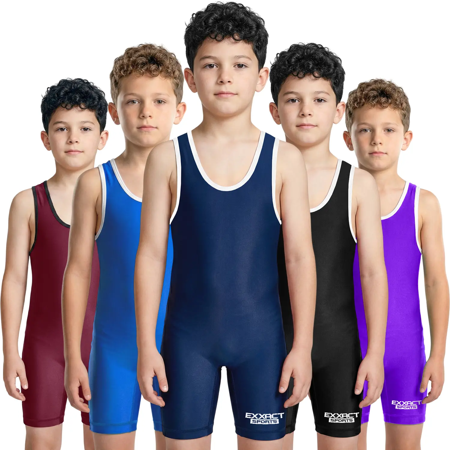 Exxact Sports Plain Wrestling Singlet, Powerlifting Singlet Youth Wrestling Singlet Men for Training and Weightlifting Uniform - (Navy)