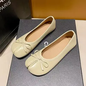 Soft Split-Toe Bow Flats, Ballet Style Slip-On Loafers, Versatile Footwear for Sweet & Neutral Outfits, Everyday Essentials