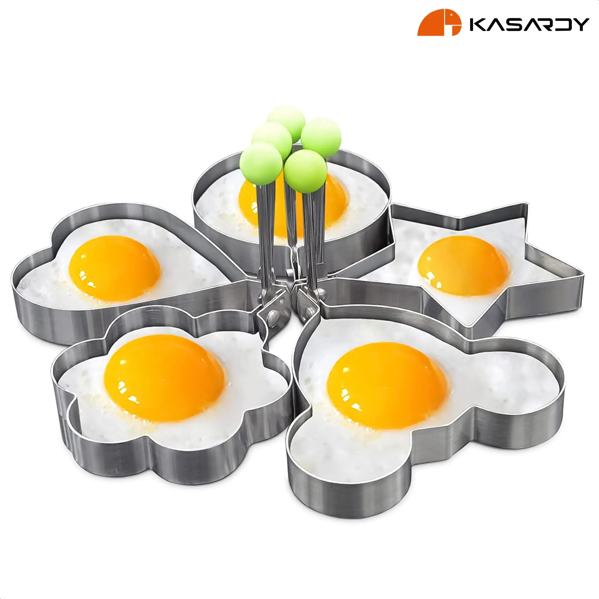 5PCS Stainless Steel Fried Egg Pancake Shaper, Non Stick Fried Egg Shaper Stainless Steel Pancake Ring Mold Cooking, DIY Breakfast Egg Pancake Rings Sandwich Kitchen Tools Utensil Baking Tools
