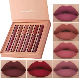 Long-lasting Matte Lip Glaze Set, 6 Counts/box, Waterproof Lip Gloss, Moisturizing Matte Lipstick, Suitable for All Occasions Lip Makeup, Cosmetic,Christmas,