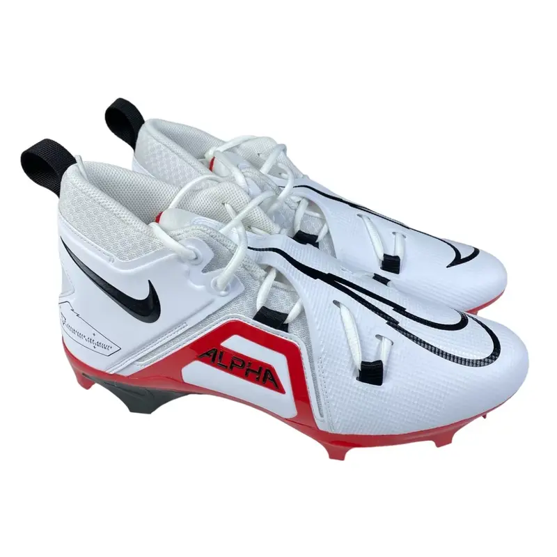 Ohio State Football Team Issued Nike Alpha Menace Pro 3 P White/Black - University Red Pair of Cleats