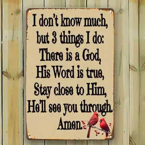 1pc Inspirational Religious Aluminum Sign with Uplifting Quote & Red Cardinal Design - Rustic Distressed Edges - 8x12 Inch Durable Metal Wall Art for Home, Church, Prayer Room Decor - Spiritual Encouragement Gift, Inspirational Wall Decor