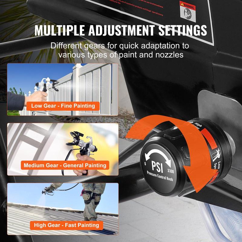 VEVOR Stand Airless Paint Sprayer, TikTokShopBlackFriday, 950W 3000PSI High Efficiency Electric Airless Sprayer With Cart, Paint Sprayers for Home Interior and Exterior Furniture and Fences, Fine And Even Painting Effect