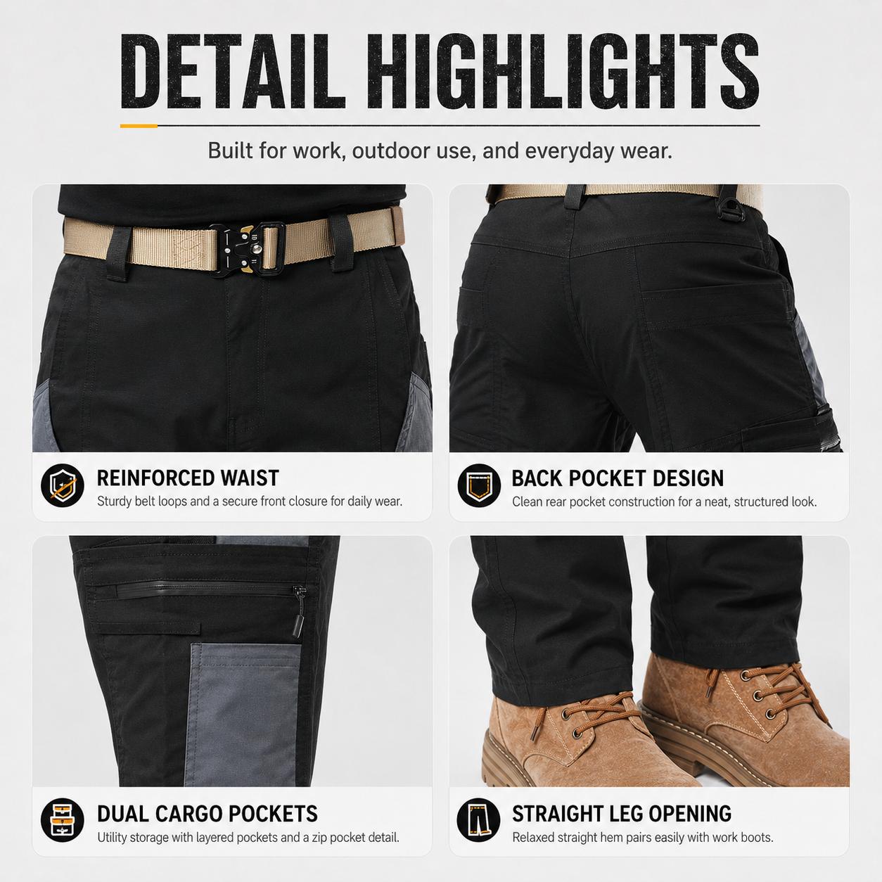 4Pack Men's Tactical Cargo Work Pants, Multi-Pocket Straight Leg Utility Trousers, Outdoor & Workwear | 1/ 2/3/4-pacs 4Pack Men's Tactical Cargo Work Pants, Multi-Pocket Straight Leg Utility Trousers, Outdoor & Workwear | 1/ 2/3/4-pacs
