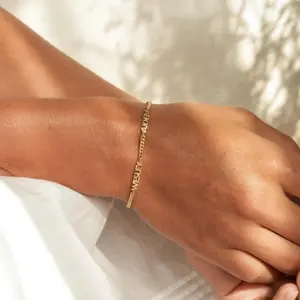 FF06 New Custom Name Bracelet in Personalized Gold|gift box