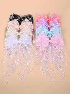 Random Color Glitter Tulle Bowknot Design Alligator Hair Clips, Cute Hair Accessories for Women & Girls, Minimalist Headwear Suitable for Thick Hair