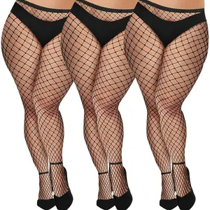 2026 Women's Plus-Size Fishnet Stockings — 3 Pairs of Sexy Fishnet Pantyhose (Medium Mesh); Stylish & Versatile, Perfect for Various Occasions Including Halloween, Valentine's Day, New Year's, and More.