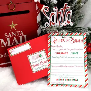 Official Letter to Santa Christmas Greeting Card and Envelope Kit with Red Envelopes & Stickers for Kids to Write Special Wishes 80# Cardstock Paper 4 Cards 4 Envelopes 12 Stickers Perfect for Multiple Children or Year-Round Use