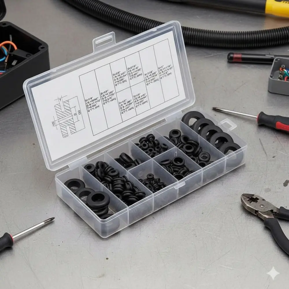 180pc Universal Rubber Gasket Seals Kit for Waterproof Cable Connectors, Pipe Fittings, Electrical Appliance & Automotive Repair, Durable Sealing Ring Assortment Set