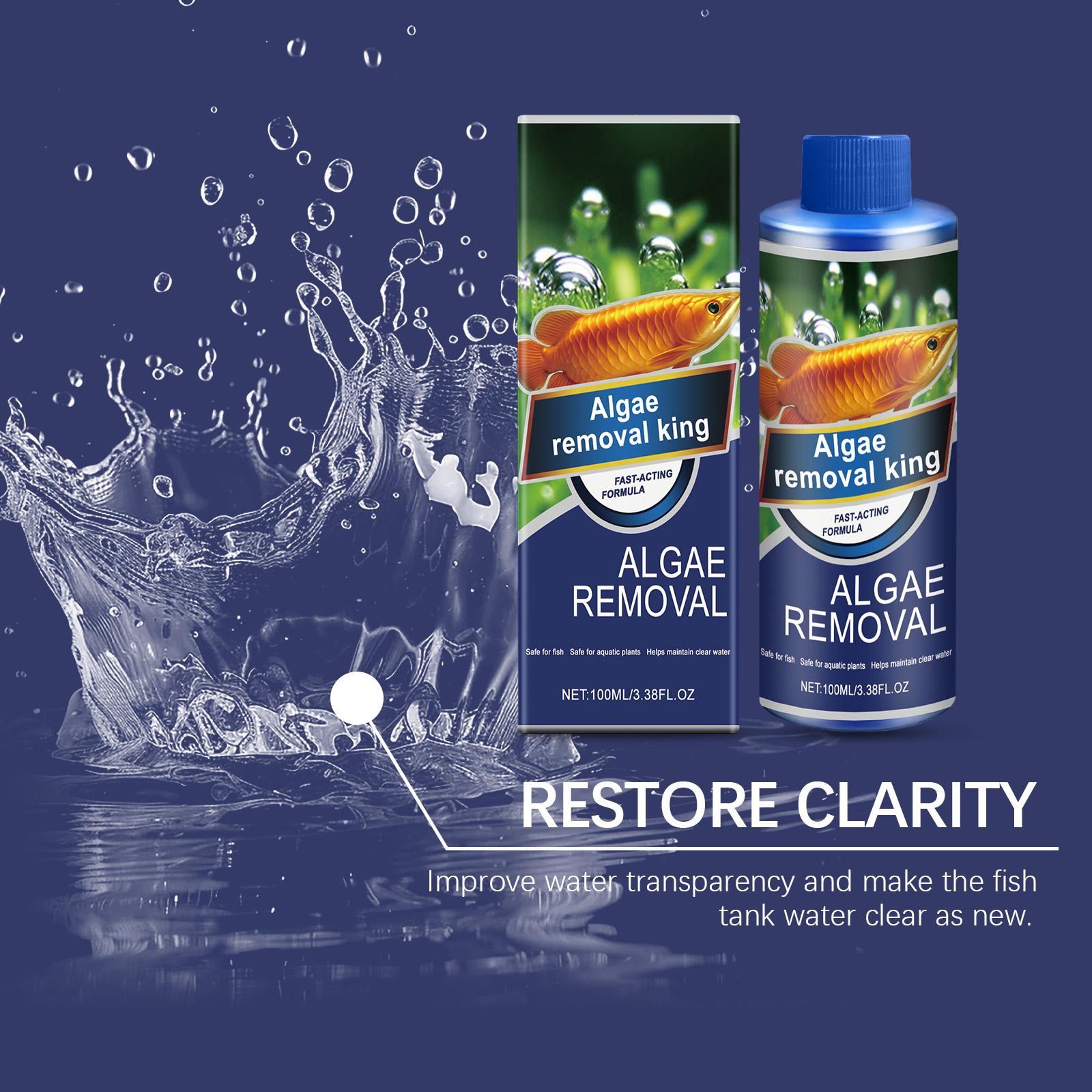 Aquarium Water Clarifier Cleans Tank Stains Removes Moss & Algae Purifies Water Safe for Fish Daily Maintenance Formula