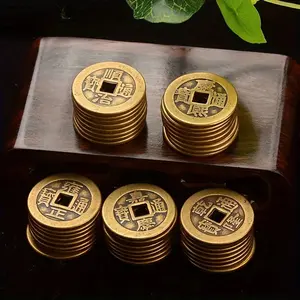 50 Pcs Simulated Ancient Coins Set, Qianlong Tongbao, Shunzhi, Kangxi, Yongzheng, Jiaqing, Handmade Jewelry Making, Vintage & Unvintage Random Mix, Desktop Ornament, Decoration, Desktop Decorative Ornament, Home Ornament, Home Decor Ornaments