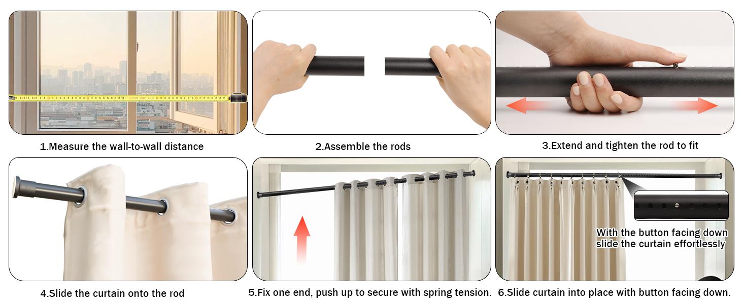 Heavy Duty No Drill Tension Curtain Rod 102-120 Inch, 1.27" Diameter Non-Slip Adjustable Telescoping Rod for Shower Windows Bathroom Bedroom Patio, Renter Friendly