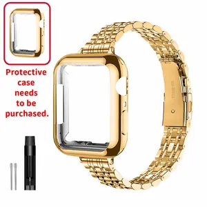 Traditional Women's Stainless Steel Watch Band, Compatible with Apple Watch 41mm, 40mm, 38mm, 45mm, 44mm, 42mm — Fits iWatch Series 9/8/7/6/5/4/3/2/1/SE/SE2, Optional TPU Soft Protective Case, Slimmed-Up Design for Women's Wear, Wearable
