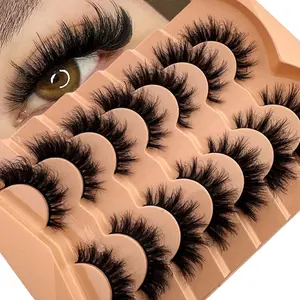 7 Pairs Russian Roll False Lashes, Natural Look, Dense Fluffy D Curl, Soft Comfortable, Perfect for Beginners, Party & Holidays