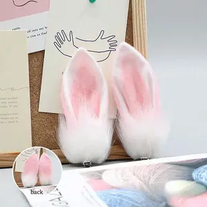 4 Colors Plush Lolita Rabbit Bunny Ears Hair Clips Easter Cosplay Party Headwear Furry Ear Hairpins Hair Accessories for Women
