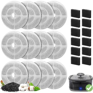 18CM Larger Pet Fountain Replacement Filters - 12 Pack Activated Carbon Water Filters for 2.5Gal/9.5L Cat and Dog Fountains - Coconut Shell Charcoal Pump Filters - Reusable Mesh Design for Clean Water - BPA-Free Durable Filtration System dog travel