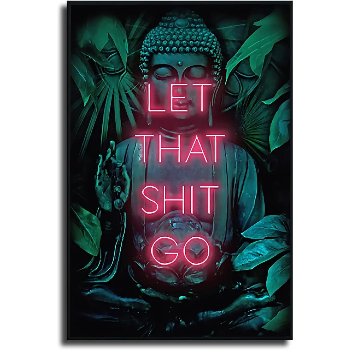 "Let That Shit Go" Artistic Canvas Poster, Santa-Themed Aesthetic Wall Decor, Funny Home Decor for Art Lovers, 1-Piece Living Room-Office Decoration