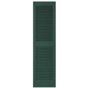 Builders Edge 010140055028 15 x 55 in. Green Vinyl Louvered Shutter Pair