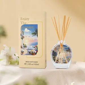 100ML Reed Diffuser, Juicy Grape Top, Soft Jasmine Heart, Warm Vanilla Base, Flame-Free, Long-Lasting, Ideal Gift for Dorm, Bedroom, Office
