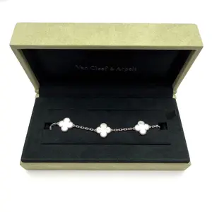 Pre-owned CALUXJ VAN CLEEF & ARPELS Vintage Alhambra 5 Motifs Bracelet White Gold White Mother of Pearl