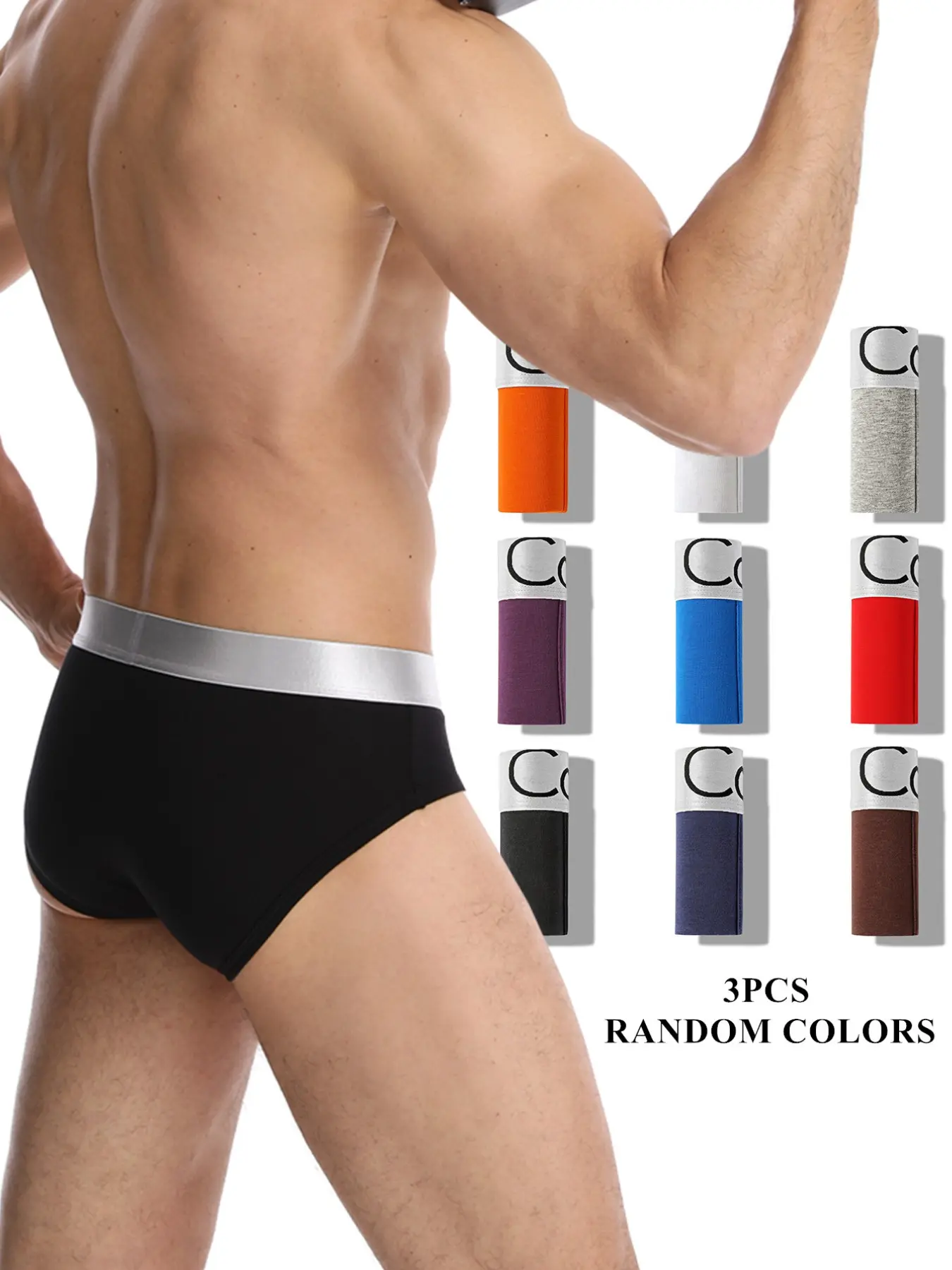 Men's Fashion Triangle Briefs Underwear, 3-Pack Random Colors, Comfortable Soft Breathable, Soft Stylish Brief, Trendy Inner Wear, Casual Daily Use, Undergarments