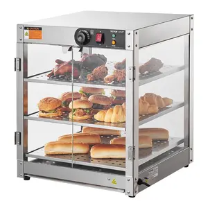 VEVOR 3-Tier Commercial Food Warmer Display, TikTokShopBlackFriday, 800W Food Display Warmer with Light to Enhance Food Display, 86℉~185℉ Temperature Control, 90L Large Capacity for Hamburger, Pizza, Bread, Fried Chicken