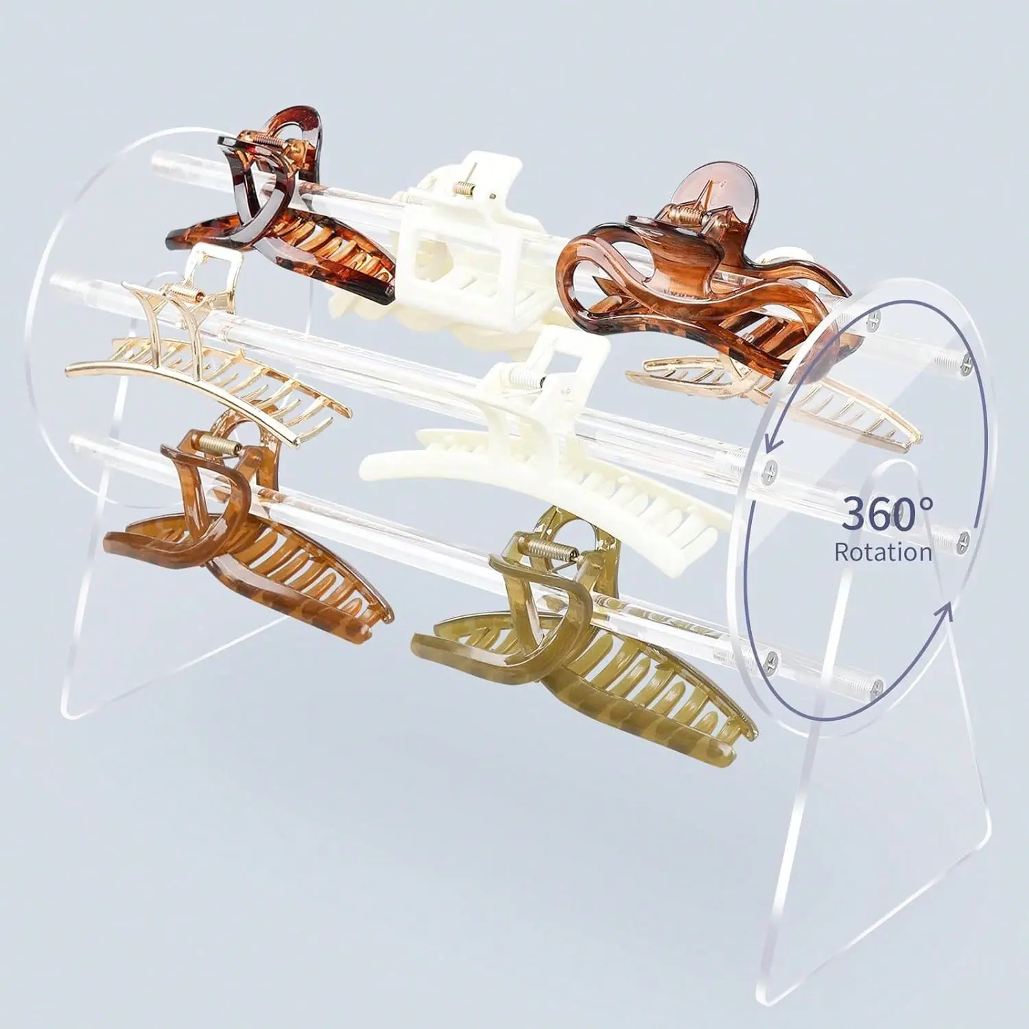 Claw Clip Organizer, Claw Clip Holder And Storage For Women Girls, 360 Degree Rotating Hair Clip Organizer For Vanity Table, Dressing Table And Beside Table