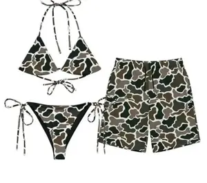 [Today Deal] Bundle Camouflage Matching Couple Swimsuit Set, Women's Bikini Sets Two Piece Swimsuit, Camo Hunting Camo Matching Bikini Sets, Summer Beach Vacation Outfit for Him and Her, Gift for Him and Her