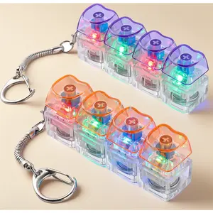 a portable office sensory toy this 2 pcs set of keyboard fidget toy features light up and heart shaped keychain clicker with 4 key mechanical button fidget for adult stress relief and focus