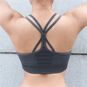Seamless Hollow Out Fitness Gym Bra Women Double Straps Sport Yoga Bra Quick Dry Plus Size Running Sport Tank Tops With Padded Women's High