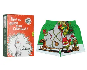 How The Grinch Stole Christmas Men's Holiday Boxer Shorts Collectible Gift Box