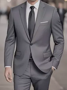 2pcs Classic Suit Set- Exquisite Suits- Men's Formal Wear- High Quality, Comfortable Fit, Stylish Jacket and Pants Combo for Weddings, Parties, Formal Events, Business Meetings, and Special Occasions