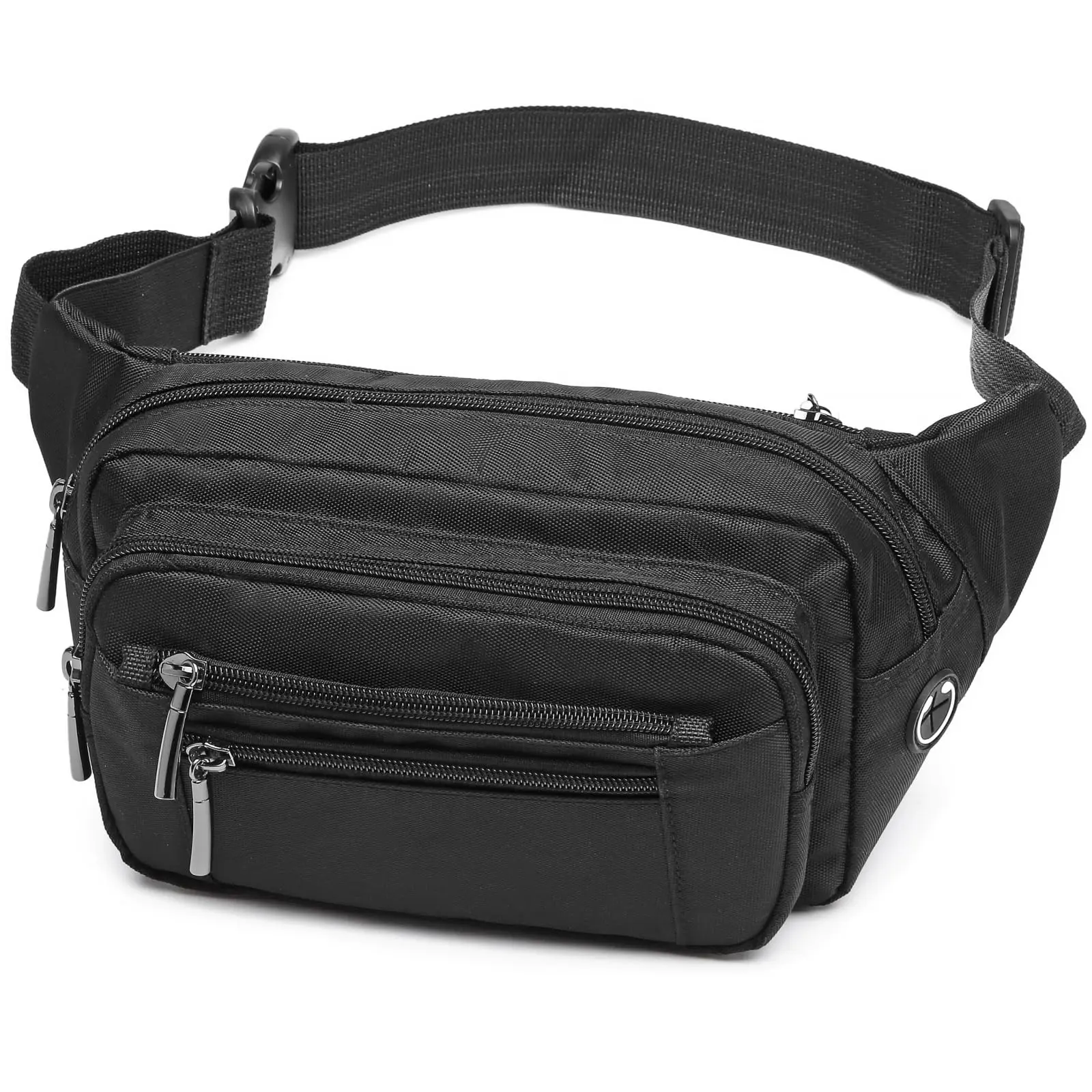 PACKISM Women's Portable Waist Fanny Pack - Mini Compact Polyester Belt Bag, Classic Rich Black, Lightweight Crossbody for Runners, Outdoor Activities Luggage