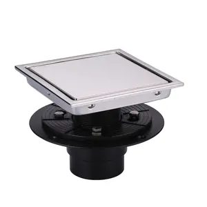 WOWOW 6 in. x 6 in. Stainless Steel Square Shower Drain with Tile-In Pattern Drain Cover