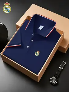 Men's Summer Colorblock Fashion Polo Shirt, Soft Comfortable Fabric, Loose Fit, Outdoor Equestrian Running Golf Wear