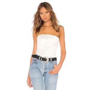 GUIZIO Satin Corset in White