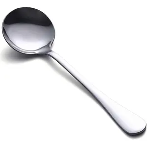 8-Piece Premium Heavy-Weight Stainless Steel Round Soup Spoons Flatware Set