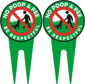 No Dog Poop Signs 2 Pack - Aluminum High Temperature Resistance - Prevent Pets from Pooping and Peeing on Beautiful Lawn/Patio/Yard/Garden - Be Respectful/No Poop And Pee, Double Sided