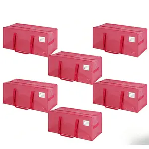 6-Pack Heavy Duty Moving Bags| 100LBS Waterproof Foldable Storage Totes (Pink) Bible Bag with Tabs Transparent Protective door organizer